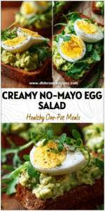Creamy avocado egg salad on whole grain Healthy Toast showing a fresh Low-carb Egg Salad Dish with vibrant greens.